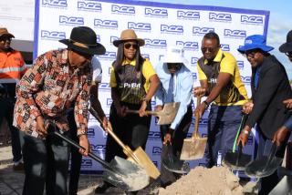 OSHAKATI, 09, March 2026 - The Ohangwena regional goveorn Kadiva Hamutumwa during the official groundbreaking ceremony of the Ohaingu Constituency basic sports facitity. (Photo: contributed) 