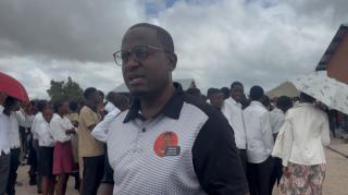 RUNDU, 09 March 2026- The head of corporate communications and marketing at the Northern Regional Electricity Distribution company Simon Lukas speaking to NAMPA during the electricity safety awareness campaign at Rundu. (Photo by: Sawi Hausiku) NAMPA 