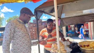 OMUTHIYA, 13 March 2026- Omuthiya constituency Councillor Erastus Nekomba supporting a local business at the Omuthiya open market on Friday.

(Photo: Max Henrich) NAMPA 