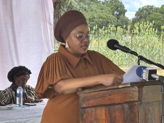 NCAMAGORO, 13 March 2026- Kavango West Governor Verna Sinimbo during the commemoration of belated International Women’s Day at Ncamagoro Community Hall, in Ncamagoro Constituency, Kavango West Region.

(Photo: Lylie Joel)
NAMPA

