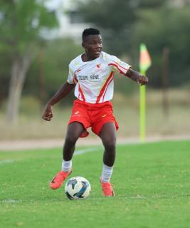 WINDHOEK, 14 March 2026 - UNAM FC right back, Simon Siririka while in action against KK Palace at the UNAM Stadium during round 25 of the Namibia Premier Football League. The match ended 2-1 in favour of UNAM. (Photo by: Hesron Kapanga) NAMPA