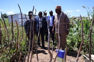 OTJIWARONGO, 16 March 2026 - The Minister of Urban and Rural Development, James Sankwasa inspects on Monday a newly connected house to a water pipe in Extension 16 informal area at Otjiwarongo. (Photo by: Mulisa Simiyasa) NAMPA