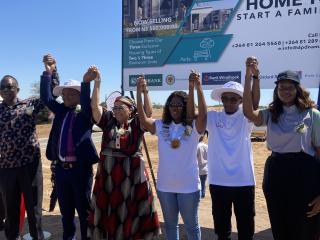 The Vice President, Lucia Witbooi, officiated the launch of the Mariental Extension 6 housing project on Wednesday, Attorney General Festus Mbandeka, regional and local leaders, representatives were among the attendees 