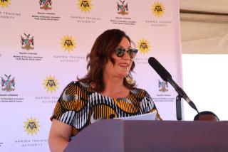 KEETMANSHOOP, 19 March 2026 - Minister of Education, Innovation, Youth, Sports, Arts and Culture, Sanet Steenkamp, on Thursday during the official inauguration of the Keetmanshoop Vocational Training Centre (KVTC).

(Photo by: Chelva Wells) NAMPA 
