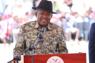 WINDHOEK, 21 March 2026 - Minister of Defence and Veterans Affairs, Frans Kapofi, speaks at the Independence celebrations at the Sam Nujoma Stadium. (Photo by: Uakutura Kambaekua) NAMPA