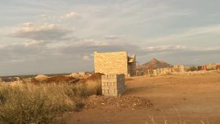 OMARURU, 20 March 2026 - A construction site at which houses are being constructed under the Shack Dwellers Federation at Omaruru. (Photo by: Isabel Bento) NAMPA