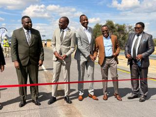 WINDHOEK, 01 April  2026 - Minister of Works and Transport Veikko Nekundi alongside Roads Fund Administration delegation officially inaugurating the newly constructed Aris River Bridge  between Windhoek and Rehoboth. (Photo: Contributed) 
