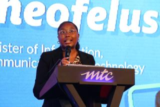 WINDHOEK, 08 April 2026 - The Minister of Information and Communication Technology, Emma Theofelus speaking at the opening of the second MTC Branding and Marketing Indaba in Windhoek on Wednesday. 

(Photo by: Chelva Wells) NAMPA 
