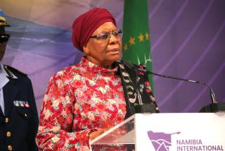 WINDHOEK, 15 April 2026 - President Netumbo Nandi-Ndaitwah addresses the Namibia International Energy Conference. (Photo by: Uakutura Kambaekua) NAMPA 