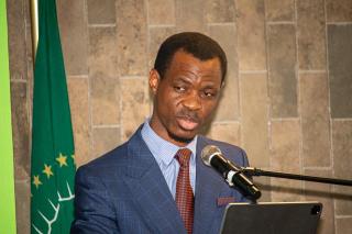 OSHAKATI, 15 April 2026- The President of NALAO Moses Matyayi at the 22nd Annual Conference and Annual General Meeting (AGM) of the Namibian Association of Local Authority Officials (NALAO), at Ongwediva on Wednesday. (photo by: Ester Hakaala)