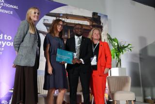 WINDHOEK, 16 APRIL 2026 - FNB oil and gas team pose for a photo at the 8th Namibia International Energy Conference. (Photo by: Molly Weyulu) NAMPA