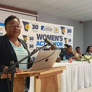 OPUWO, 18 April 2026- Kunene Regional Director of Education, Sofia Fredericks, during the School Readiness Initiative (SRI) graduation ceremony in Opuwo. ( Photo: Kaviveterue Virere) NAMPA 