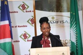 WINDHOEK, 30 April 2026 - Deputy Director: Financial Stability and
Macroprudential Surveillance at the 
Bank of Namibia, Anna William speaking during the Financial Stability Report 2026. (Photo by: Chelva Wells) NAMPA 