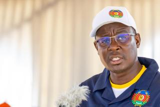 OPUWO, 01 May 2026- Governor of the Kunene Region Vipuakuje Muharukua addressing the International Workers' Day commemorations at Opuwo. (Photo: Contributed) 