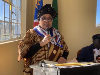 GIBEON, 04 May 2026- The Vice President, Lucia Witbooi, delivers keynote address at the Cassinga Day commemoration held in Gibeon at the SWAPO office