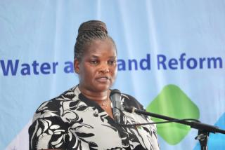 OSHAKATI, 05 May 2026 - Deputy Minister of Agriculture, Fisheries, Water and Land Reform, Ruthy Masake, adressing the Oshana youth during the agricultural engagement on Monday held in Oshakati. (photo: contributed) 