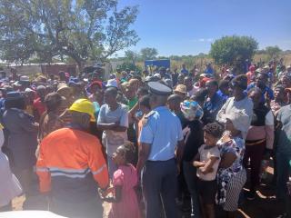 TSUMEB, 05 May 2026 - Members of the Namibian Police Force and Tsumeb Municipality addressing residents that have occupied land illegally at Kuvukiland location. (Photo: Contributed)