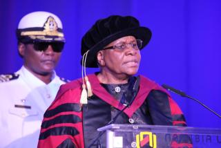 
WINDHOEK, 08 May 2026 – President Netumbo Nandi-Ndaitwah addressing graduates, academic staff and guests during the NUST graduation ceremony (Photo: Contributed) NAMPA 
