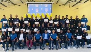 ONDANGWA, 15 May 2026- Namibia Football Association coaches and other various stakeholders after a successful C-license training course.

(Photo: Max Henrich) NAMPA 