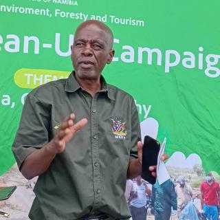 OPUWO, 18 May 2026- MEFT Deputy Director of Environmental Information and Natural Resources Economics Olimpio Nhuleipo speaking during the biodiversity awareness session in Opuwo ahead of the International Day for Biological Diversity commemorations. (Photo: Kaviveterue Virere) NAMPA 
