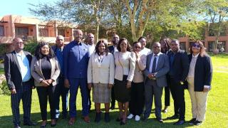 WINDHOEK 20 MAY 2026 - Deputy minister of Agriculture, Water, and Land Reform,  Ruthy Masake, with outgoing and incoming commissioners of the Land Reform Commission. (NAMPA) ANI
