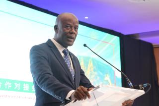 WINDHOEK, 22 May 2026 - Sakeus Kapenda, Deputy Director for Trade Promotion speaking the Nsmibia-China Business Forum in Windhoek on Friday, under the theme “Strengthening Namibia-Shandong Economic Cooperation and Investment Partnerships.”

(Photo by: Chelva Wells) NAMPA