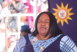OSHAKATI, 22 May 2026- The minister of Home Affairs, Immigration, Safety and Security Lucia Iipumbu during the police basic training course 1 of the 2025|2026 financial year at Oshakati Independence stadium on Friday. (Photo: contributed) 