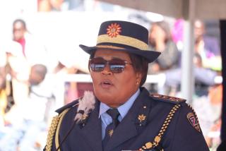 OSHAKATI, 22 May 2026- The Acting Inspector General of the Namibian Police Force, Anne-Marie Nainda during the graduation ceremony of police basic training course of 2025\2026 financial year at the Oshakati Independence stadium Independence Stadium on Friday. (Photo: contributed) 