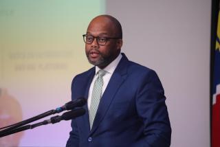 WINDHOEK, 26 May 2026 - The African Continental Free Trade Area Secretariat's (AfCFTA) Secretary General, Wamkele Mene speaking during the 25th session of the Theo-Ben Gurirab Lecture Series in Windhoek. (Photo: Contributed) NAMPA
 