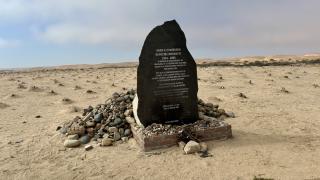 SWAKOPMUND, 25 May 2026 - The Ovaherero and Nama memorial in Swakopmund, located at the town's Memorial Park (formerly the African Cemetery) in Kramersdorf, which honors the thousands of indigenous Namibians who perished in German concentration camps between 1904 and 1908. Behind the tombstones are the thousands of unmarked graves of the victims of the Genocide. (Photo by: Isabel Bento) NAMPA