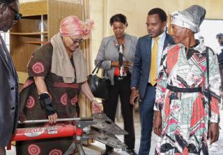 OSHAKATI, 27 May (NAMPA) - The Vice President Lucia Witbooi during her visit to the 1995 Omusati project at Nakayale Disability Centre in the Omusati region on Wednesday. (photo: Contributed) 