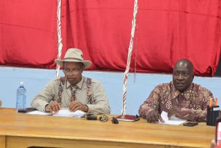WINDHOEK, 02 JUN (NAMPA) – Kavehoerer Chris Murangi and Mbeuta Ua-Ndjarakana of the newly launched Genocide Reparations Advocacy Forum (GRAF). (Photo by: Uakutura Kambaekua) NAMPA.