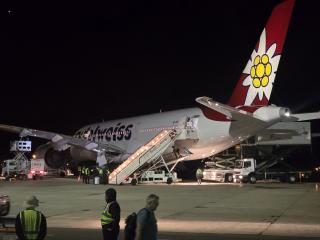 WINDHOEK, 02 JUNE 2026 - Edelweiss flight from Zurich to Windhoek arrives at Hosea Kutako International Airport. (Photo: Contributed) 