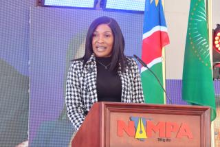 WINDHOEK, 04 June 2026 - Namibia Press Agency Board Chairperson, Kauli Nghishitende, speaking at the launch of effective communicators conference in Windhoek on Thursday. 

(Photo by: Chelva Wells) NAMPA 