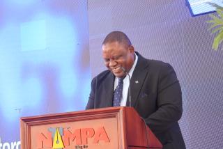 WINDHOEK, 04 June 2026 - Namibia Press Agency acting CEO, Jata Kazondu, speaking at the launch of effective communicators conference in Windhoek on Thursday. 

(Photo by: Chelva Wells) NAMPA 