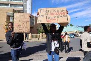 WINDHOEK, 05 JUNE 2026 - Students protest the delayed disbursement of tuition and non-tuition fees at Government Park in Windhoek on Friday. (Photo by: Ali Negumbo)NAMPA