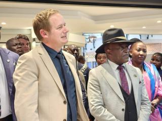WINDHOEK, 05 JUNE 2026 - Prime Minister Elijah Ngurare and Chief Executive Officer of Bank Windhoek James Chapman at the official inauguration of Goreangab Mall. (Photo by: Molly Weyulu) NAMPA 