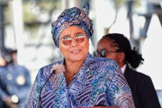 GOBABIS, 05 June 2026 - Vice President Lucia Witbooi delivers her keynote address at the graduation ceremony of 670 cadet constables at Gobabis’ Legare Sports Complex. (Photo: Contributed) 