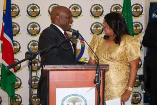 NKURENKURU, 07 June 2026- Prime Minister Elijah Ngurare and Kavango West Governor Verna Sinimbo during the Nkurenkuru Expo gala dinner on Saturday.

(Photo: Lylie Joel)
NAMPA
