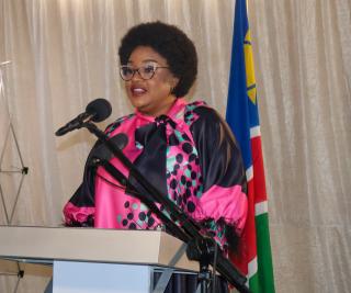 NKURENKURU, 12 June 2026-  The Kavango West Regional Governor Verna Sinimbo during her State of the Region Address (SORA) in Nkurenkuru on Friday. 

(Photo:Lylie Joel)
NAMPA