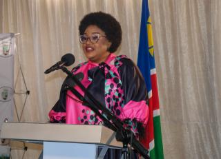 NKURENKURU, 12 June 2026-  The Kavango West Regional Governor Verna Sinimbo during her State of the Region Address (SORA) in Nkurenkuru on Friday. 

(Photo:Lylie Joel)
NAMPA