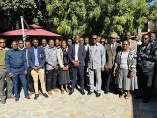 OSHAKATI, 17 June 2026, (Front row)- Oshana Regional Governor Honi Iipinge and the  Director of Forestry in the Ministry of Environment, Forestry and Tourism, Johnson Ndokosho during the consultative workshop on the National Wildfire Prevention and Response Protocols at Oshakati from 17 to 19 June 2026. (photo by Ester Hakaala) 