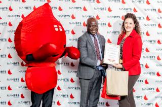 WINDHOEK, 18 June 2026 - From left NAMBTS representative pictured with Employee Wellness Practice Lead at FNB Namibia, Marjolize Scholtz. (Photo: Contributed) 