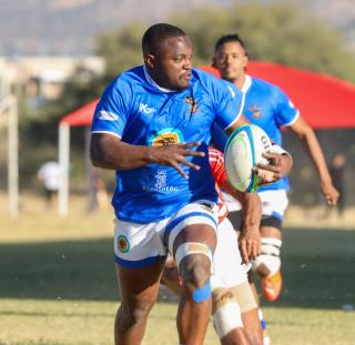 WINDHOEK, 20 June 2026 - Coastal outfit Kudus Rugby Club players Tonderai Ndudzo while in action against UNAM at the UNAM Stadium on Saturday, during Round Six Namibia Rugby Union (NRU) Premier League clash the match ended 41-27 in favour of Kudus. (Photo by: Hesron Kapanga) NAMPA