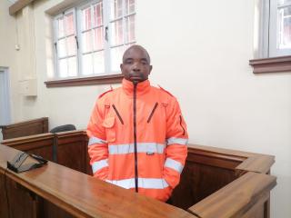 OTJIWARONGO, 22 JUN (NAMPA) - The 40-year-old, Adolf Ruburanga who is accused in the possession of suspected stolen medicinal products from Otjiwarongo State Hospital appears in court oat the town on Monday. (Photo by: Mulisa Simiyasa) NAMPA 