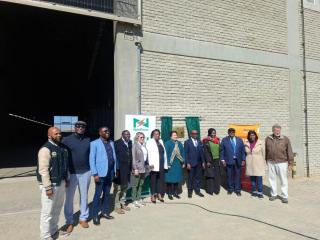 SWAKOPMUND 22 June 2026 - Deputy Minister Gaudentia Krönhe, Nampower Managing Director Simson Haulofu, ErongoRed Chief Executive Officer Immanuel !Hanabeb and Swakopmund Deputy Mayor Eugenia Salomon and other stakeholders photographed outside the newly inaugurated N.dollars 394 million Sekelduin digital substation at Swakopmund. (Photo contributed)