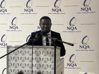 RUNDU, 23 June 2026 - Namibia Qualifications Authority official Jeremia Ekandjo speaking during the National Policy on Qualification Standards at Rundu on Tuesday. (Photo by: Sawi Hausiku) NAMPA 