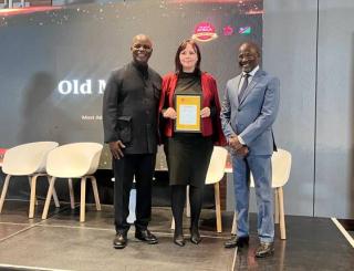 WINDHOEK, 25 June 2026 - from left, Brand Africa Founder and Chairman Thebe Ikalafeng; Old Mutual Group Marketing, Public Affairs and Sustainability Executive Mignon du Preez and Chairman of Brand Africa Namibia Lazarus Jacobs. (Photo: Contributed) 