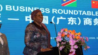 GUANGZHOU, 06 July 2026 - President Netumbo Nandi-Ndaitwah welcoming delegates at the Namibia–China Business Networking Forum in Guangzhou on Monday. (Photo by: Isabel Bento) NAMPA