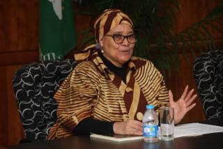 WINDHOEK, 13 July 2026 – Vice-President Lucia Witbooi addresses Namibia’s Unified Gladiators upon their return from the Special Olympics Unified Football World Cup in Paris. (Photo: Hesron Kapanga) NAMPA